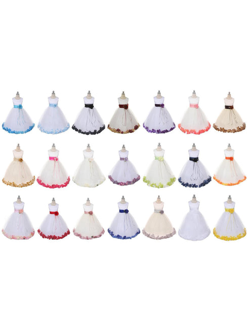 Kids Dream Little Girls White Champagne Floral Petal Flower Girl Dress 2-6 - SophiasStyle.com